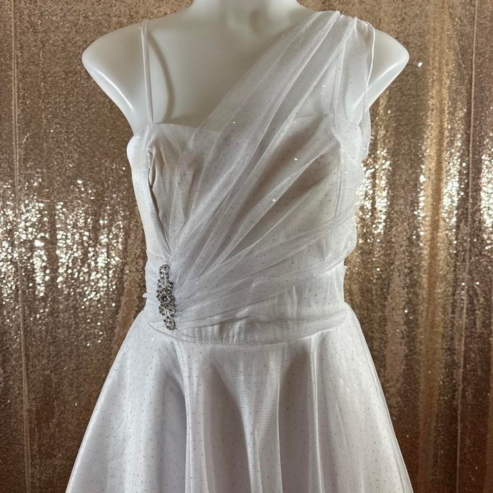 White Sparkly One Shoulder Party Dress NWT/Sizes M-XL-2XL-3XL - Picture 5 of 8